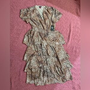 Vince Camuto Leopard Print Tiered Midi Dress